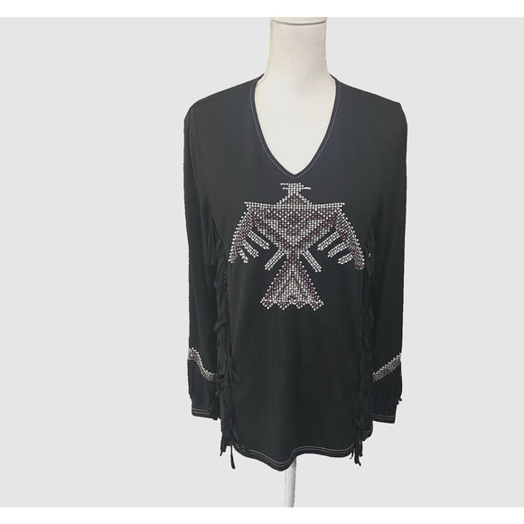 Double D Ranch Tops Double D Ranch Shirt Womens Sz M Black Beaded